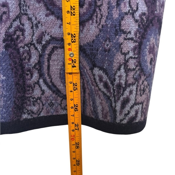 Pendleton Petite Women Sweater Purple Paisley Merino Wool Mock Neck Full Zip M - Picture 11 of 11
